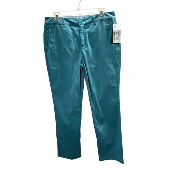 LL Bean Pants Women's Size 10 Cyan Blue Favorite Fit Tapered Leg Chino - Picture 1 of 7